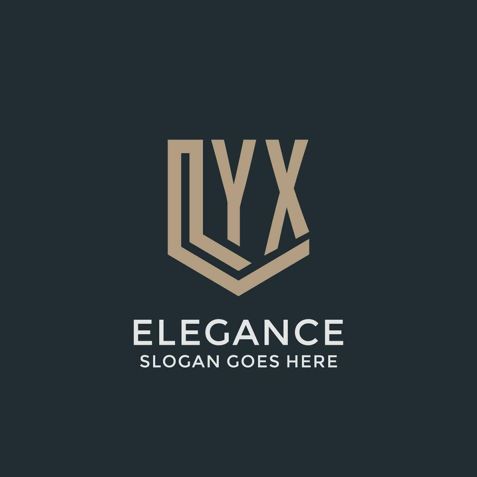 Initial YX logo shield guard shapes logo idea vector