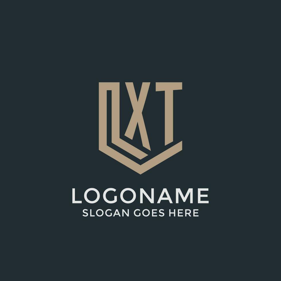 Initial XT logo shield guard shapes logo idea vector