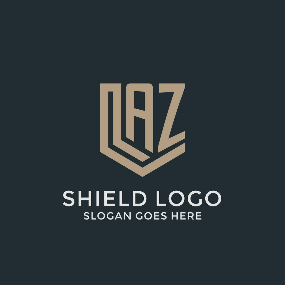 Initial AZ logo shield guard shapes logo idea vector