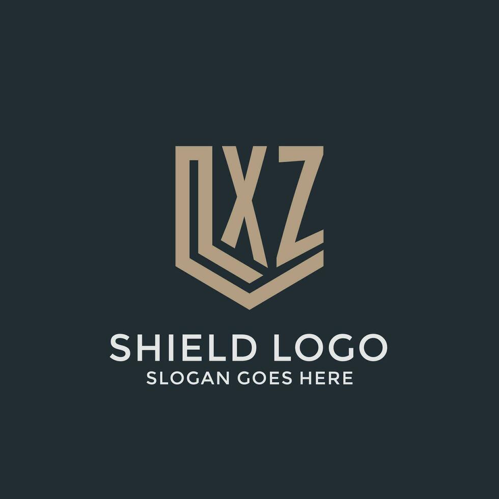 Initial XZ logo shield guard shapes logo idea vector