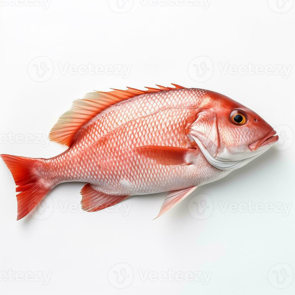 Snapper full fish isolated on white background top view photo