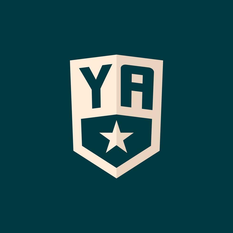Initial YA logo star shield symbol with simple design vector