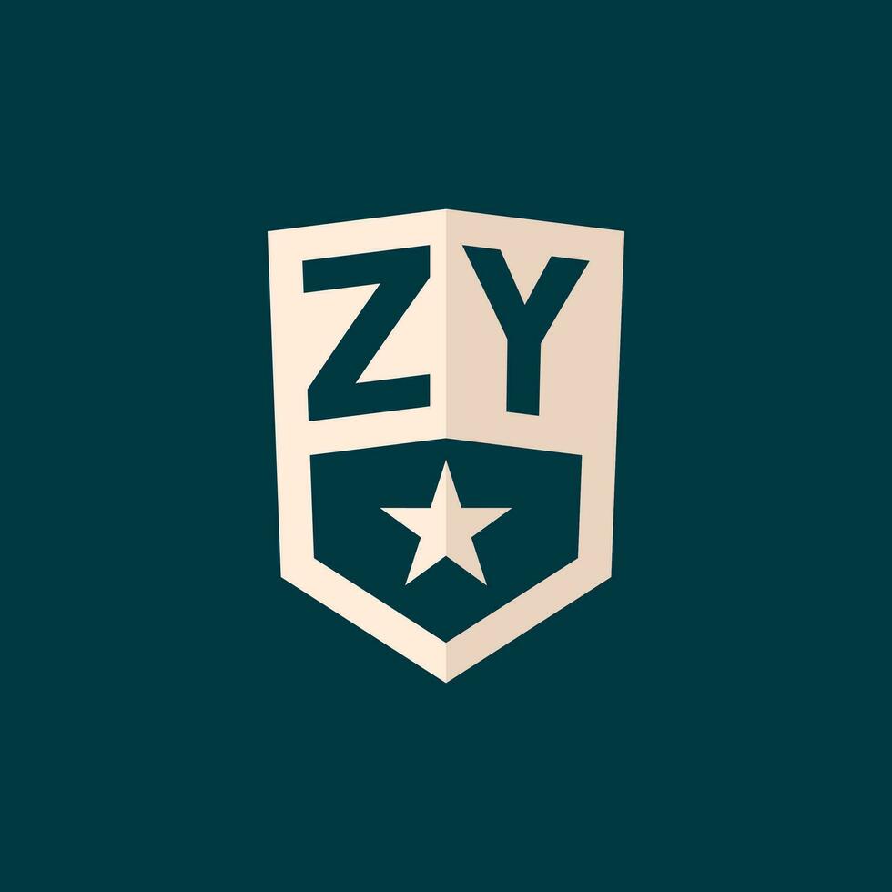 Initial ZY logo star shield symbol with simple design vector