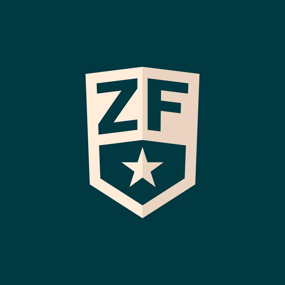 Initial ZF logo star shield symbol with simple design vector