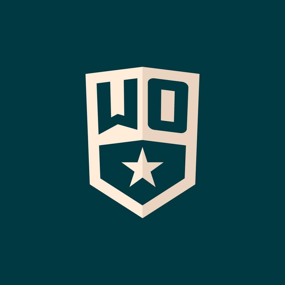 inicial wo logo estrella proteger símbolo con sencillo diseño vector
