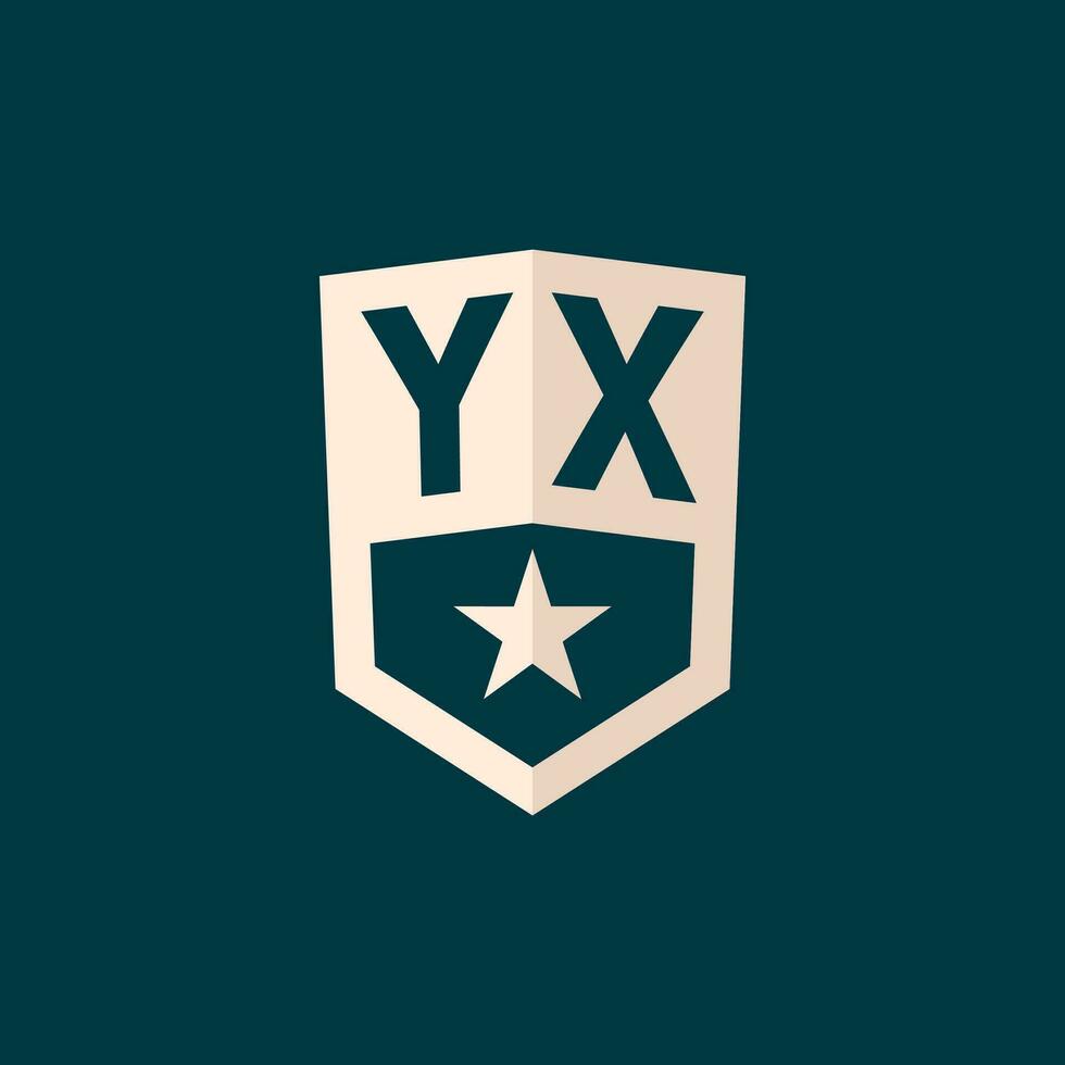 Initial YX logo star shield symbol with simple design vector