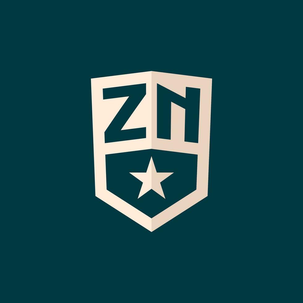 inicial zn logo estrella proteger símbolo con sencillo diseño vector