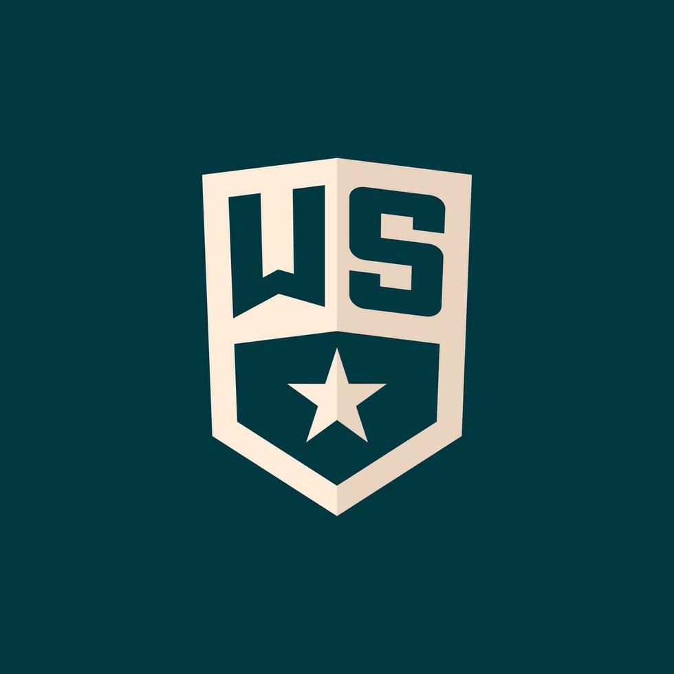 Initial WS logo star shield symbol with simple design vector