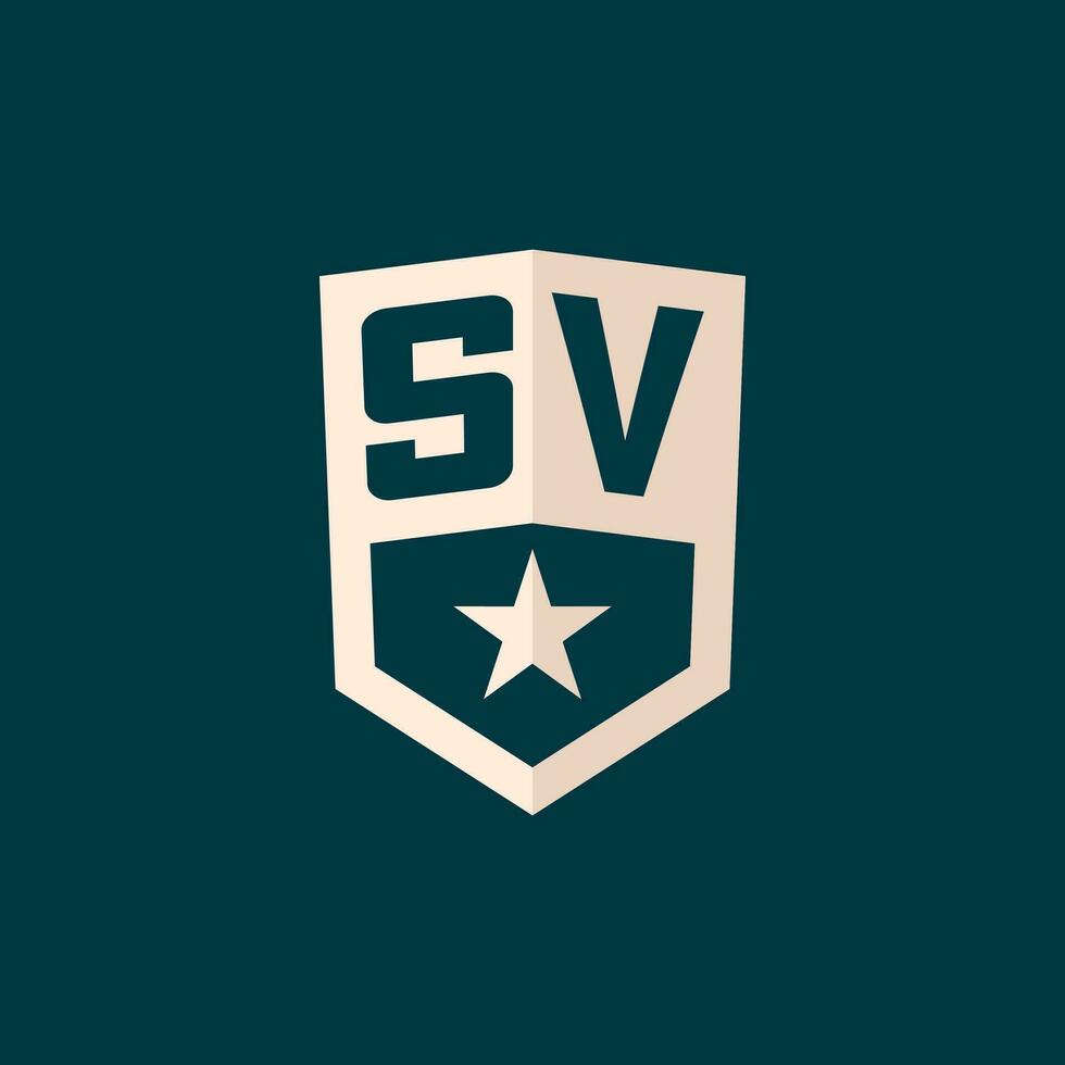 Initial SV logo star shield symbol with simple design vector
