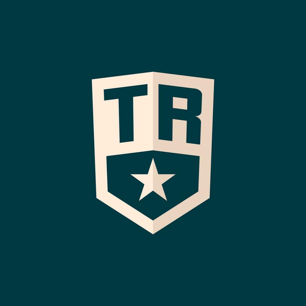 inicial tr logo estrella proteger símbolo con sencillo diseño vector