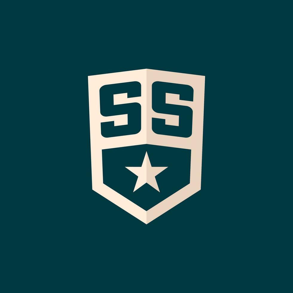 inicial ss logo estrella proteger símbolo con sencillo diseño vector