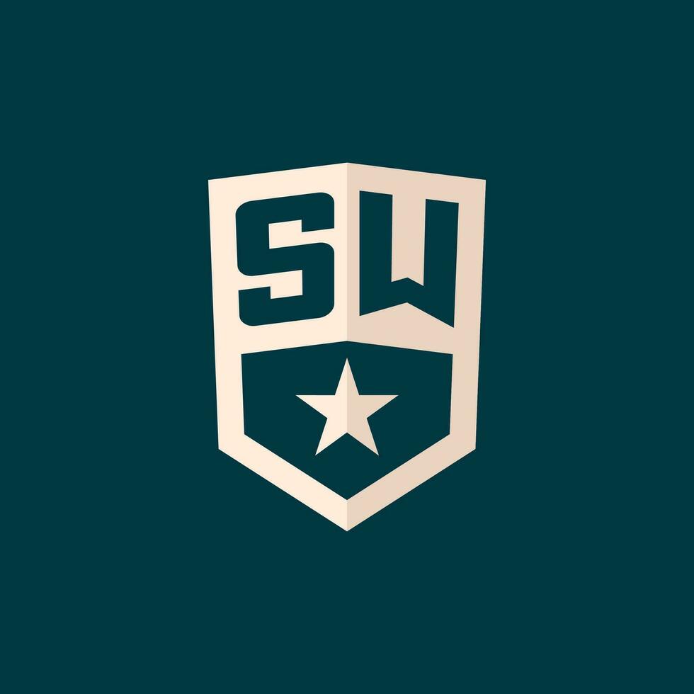 Initial SW logo star shield symbol with simple design vector