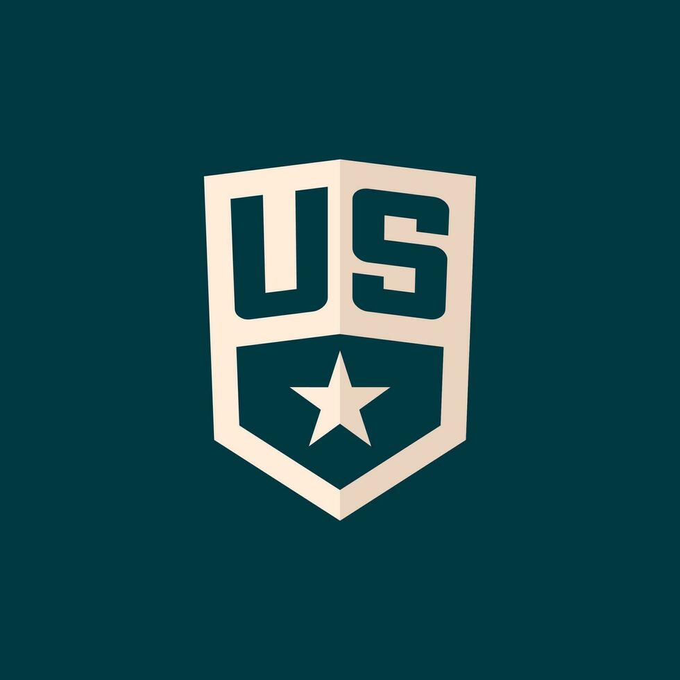 Initial US logo star shield symbol with simple design vector