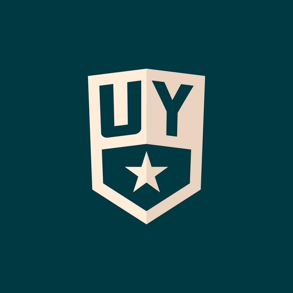 Initial UY logo star shield symbol with simple design vector