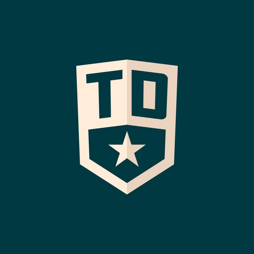Initial TD logo star shield symbol with simple design vector
