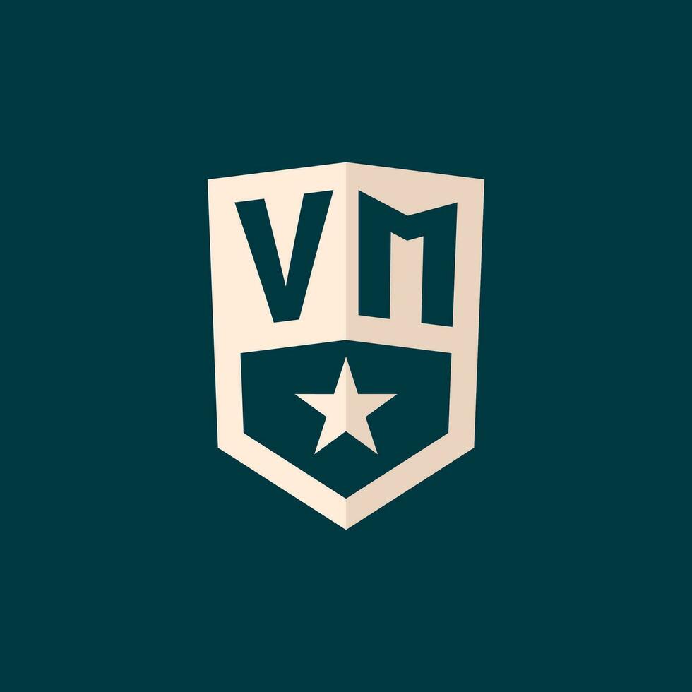 inicial vm logo estrella proteger símbolo con sencillo diseño vector