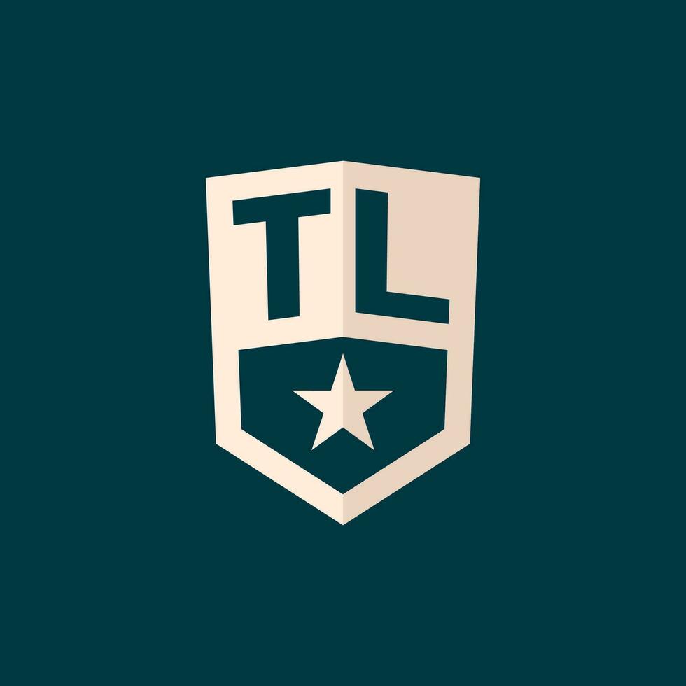 inicial tl logo estrella proteger símbolo con sencillo diseño vector