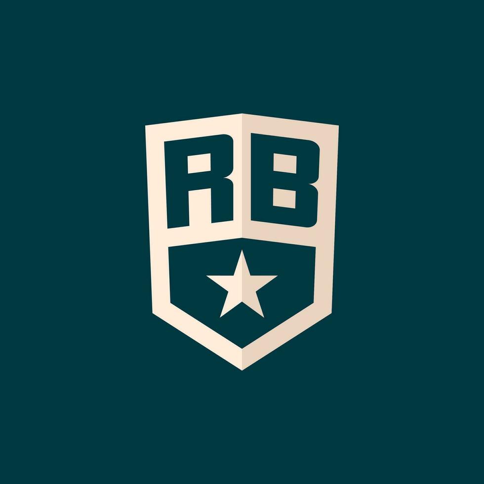 Initial RB logo star shield symbol with simple design vector