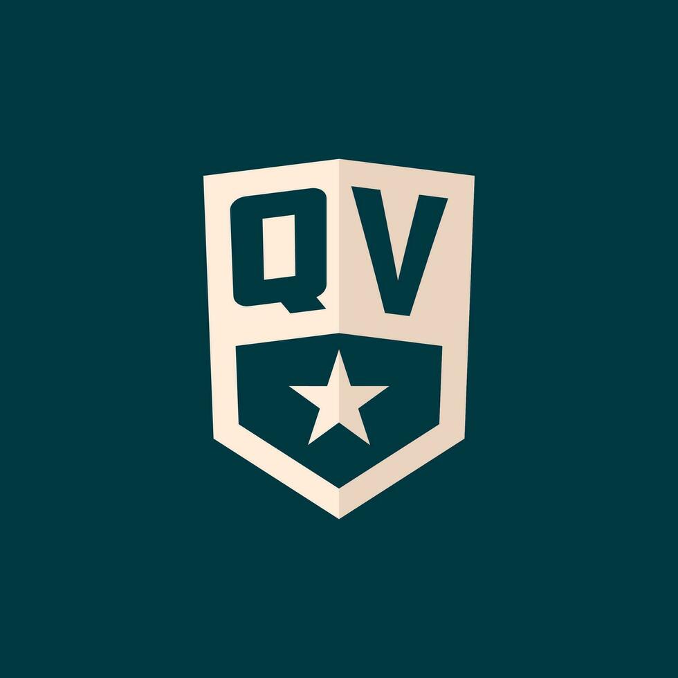 inicial qv logo estrella proteger símbolo con sencillo diseño vector