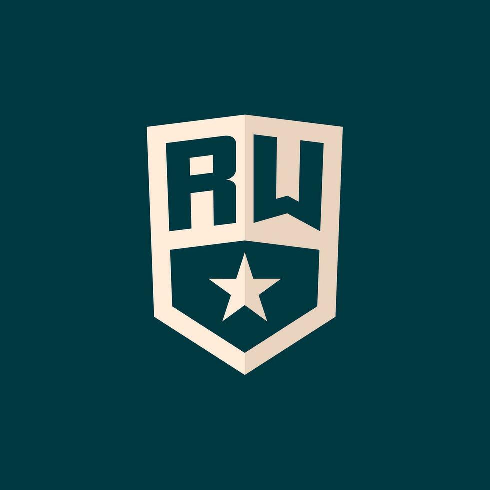 inicial rw logo estrella proteger símbolo con sencillo diseño vector