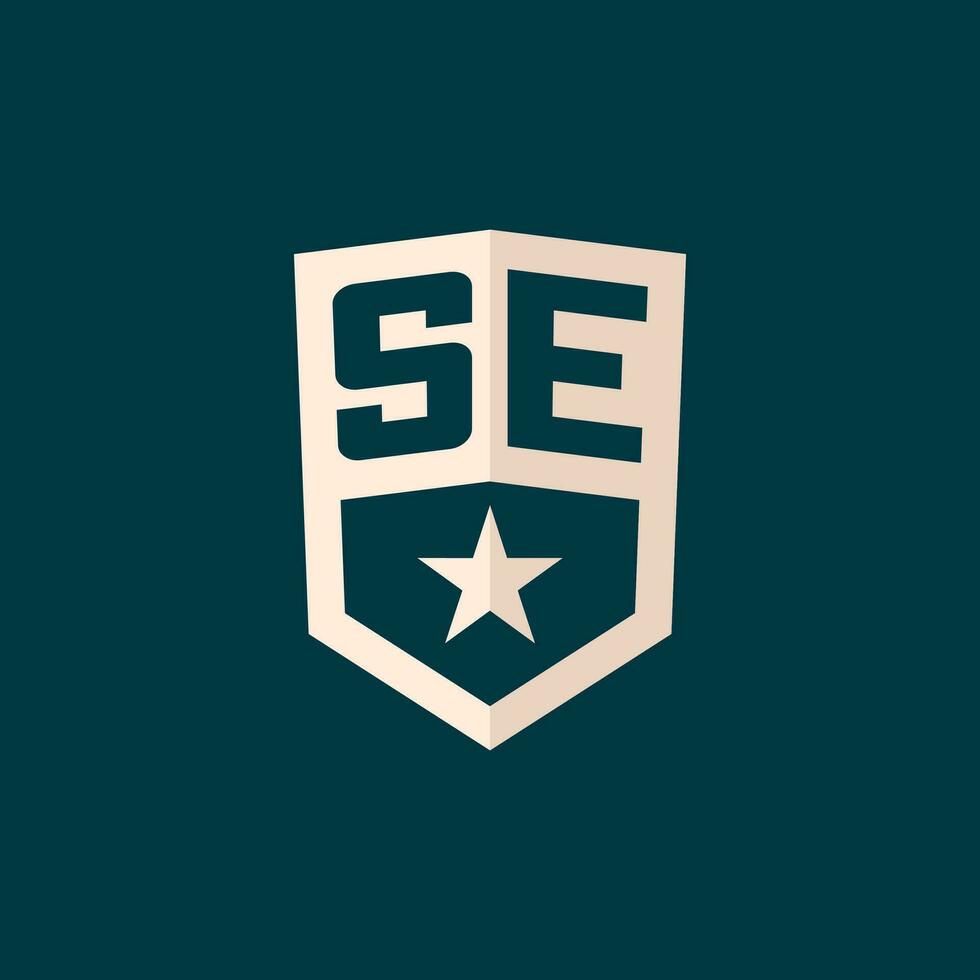 Initial SE logo star shield symbol with simple design vector