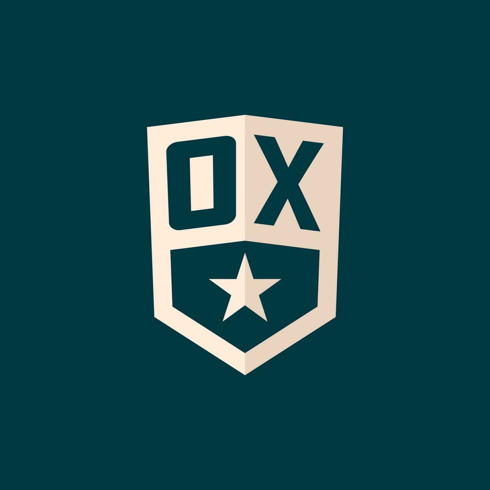 Initial OX logo star shield symbol with simple design vector