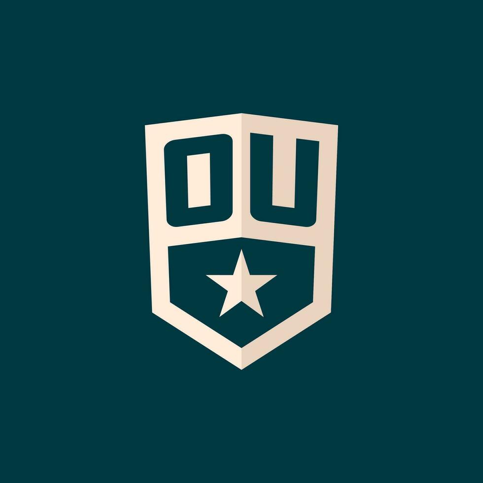 Initial OU logo star shield symbol with simple design vector