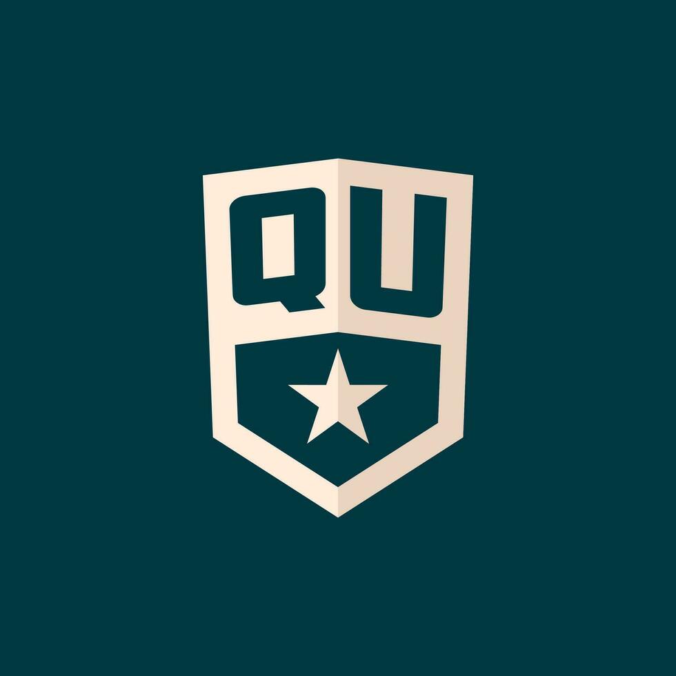 Initial QU logo star shield symbol with simple design vector