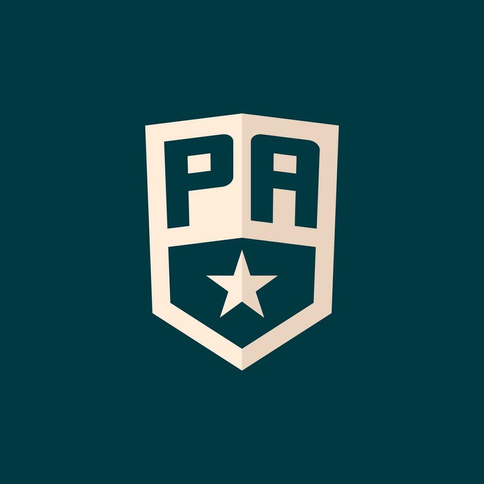 Initial PA logo star shield symbol with simple design vector