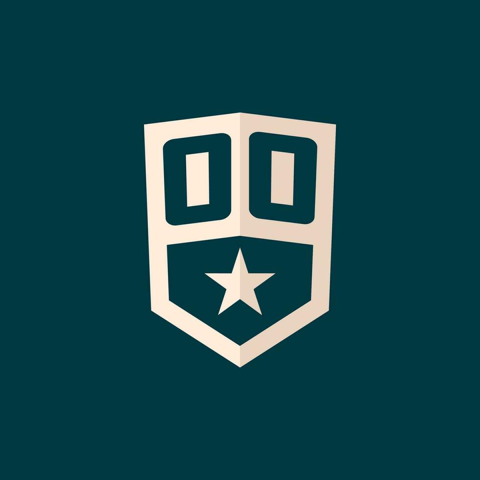 Initial OO logo star shield symbol with simple design vector