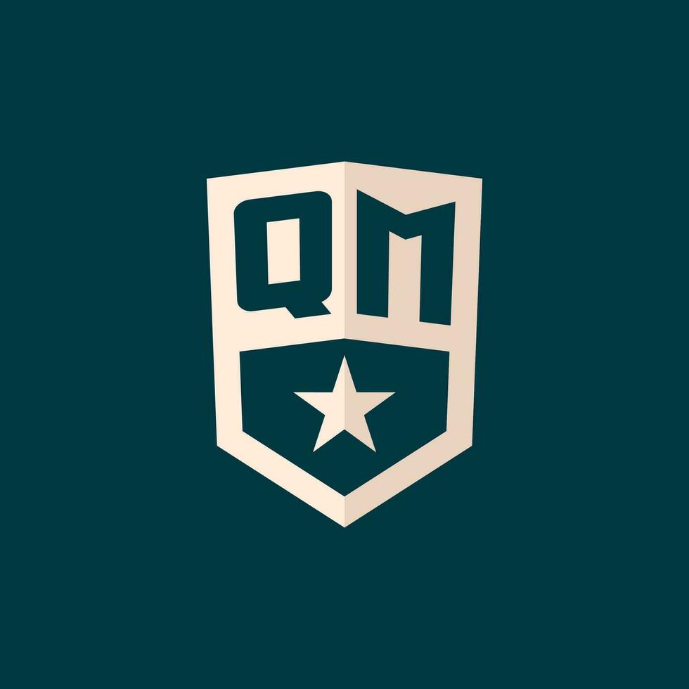 Initial QM logo star shield symbol with simple design vector