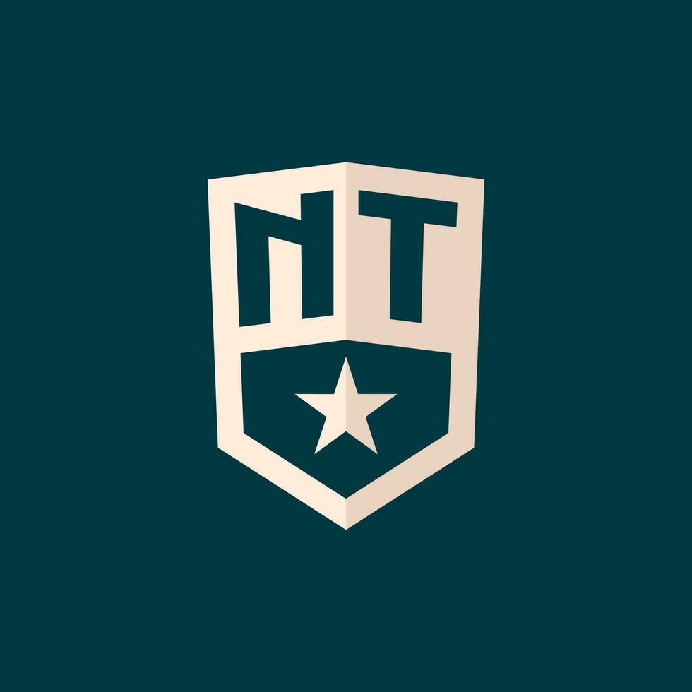 Initial NT logo star shield symbol with simple design vector