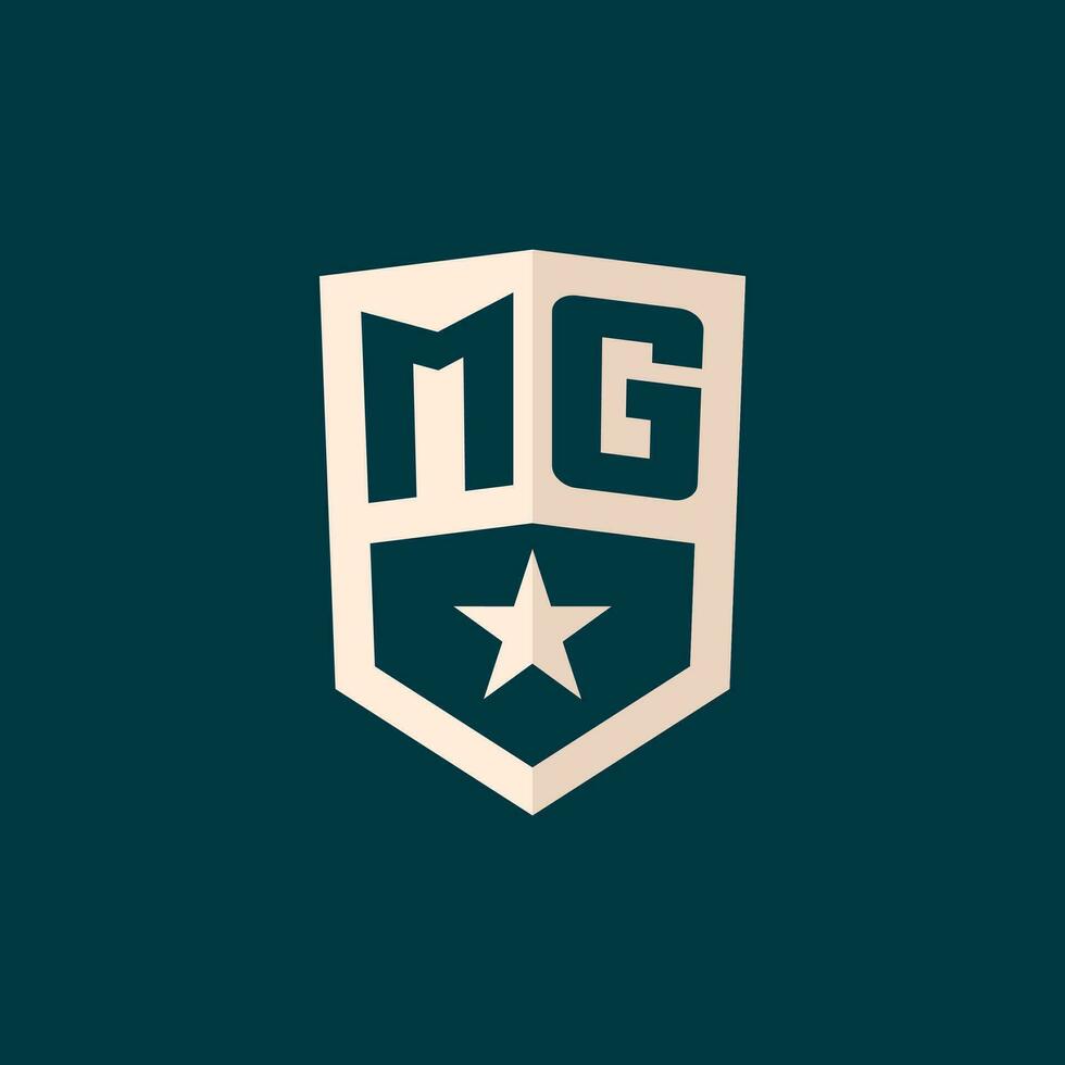 Initial MG logo star shield symbol with simple design vector