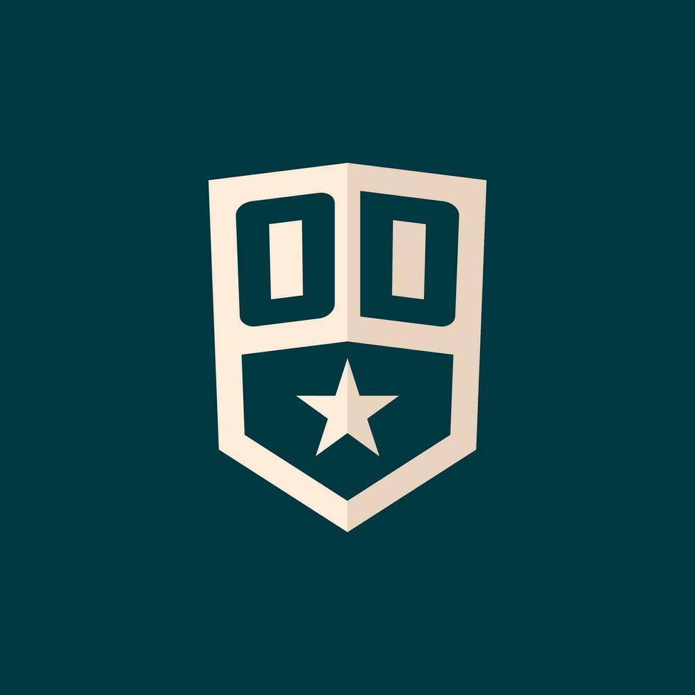 Initial OD logo star shield symbol with simple design vector