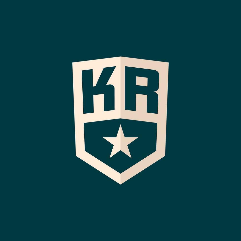 Initial KR logo star shield symbol with simple design vector