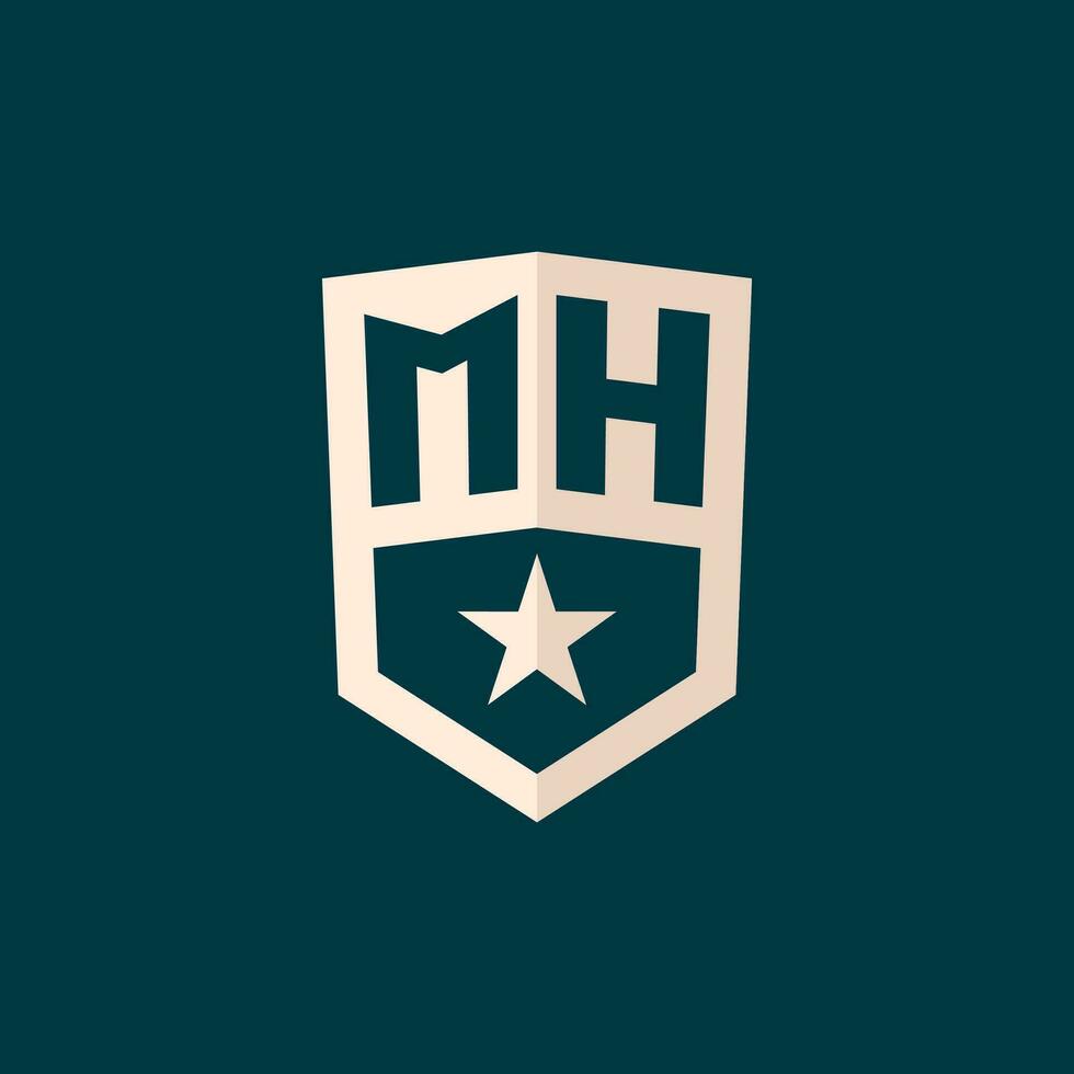 Initial MH logo star shield symbol with simple design vector