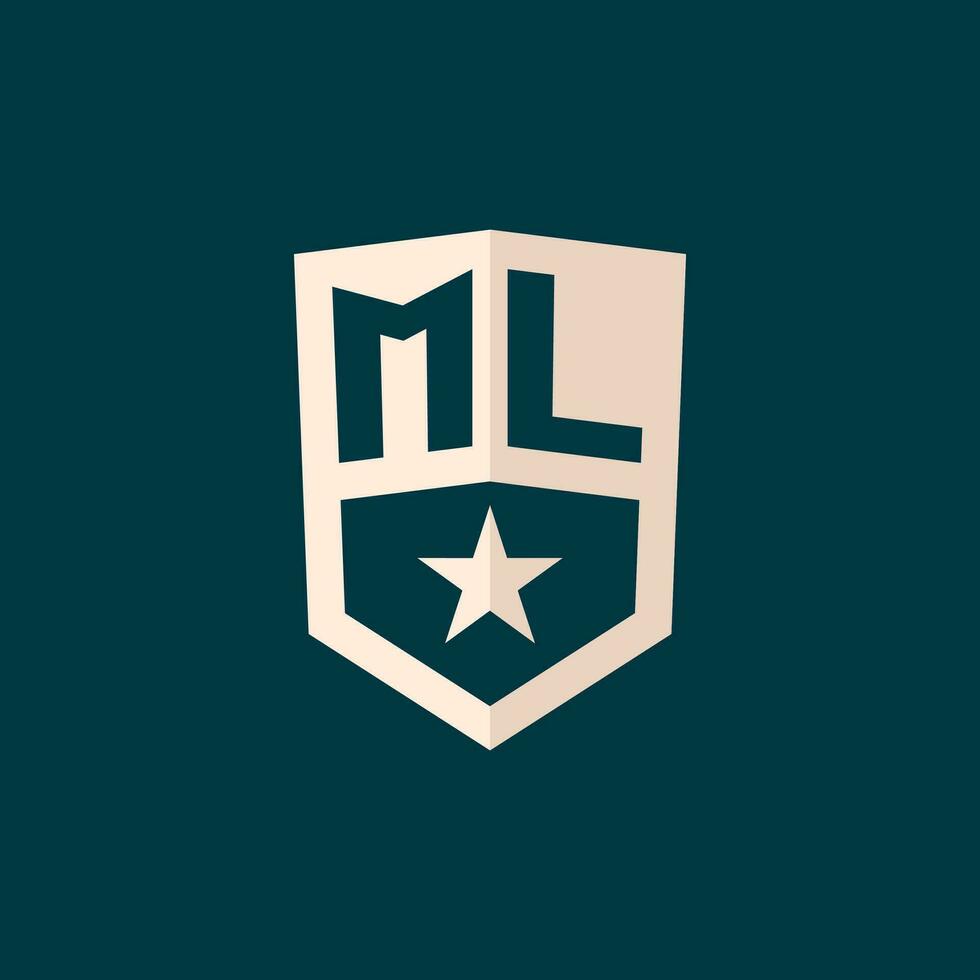 inicial ml logo estrella proteger símbolo con sencillo diseño vector