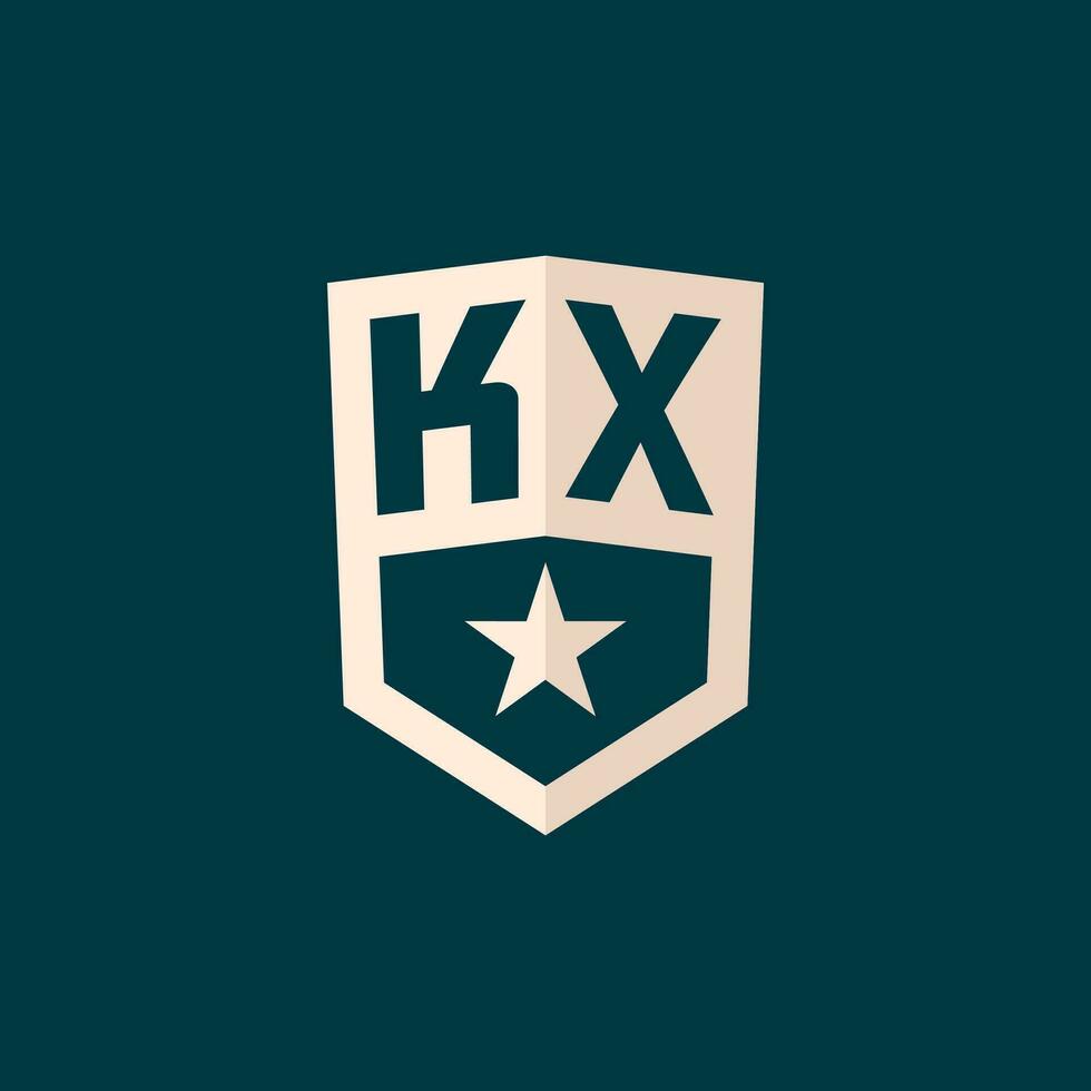 Initial KX logo star shield symbol with simple design vector