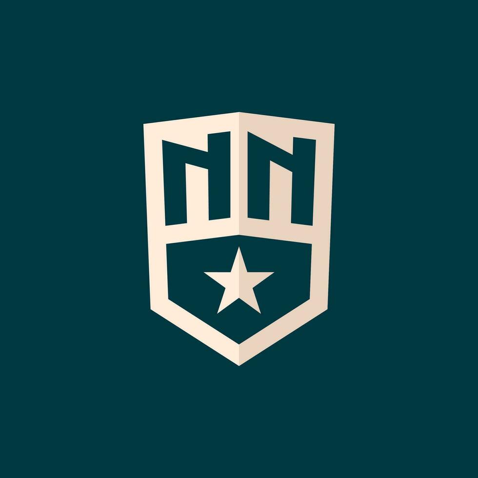 inicial nn logo estrella proteger símbolo con sencillo diseño vector