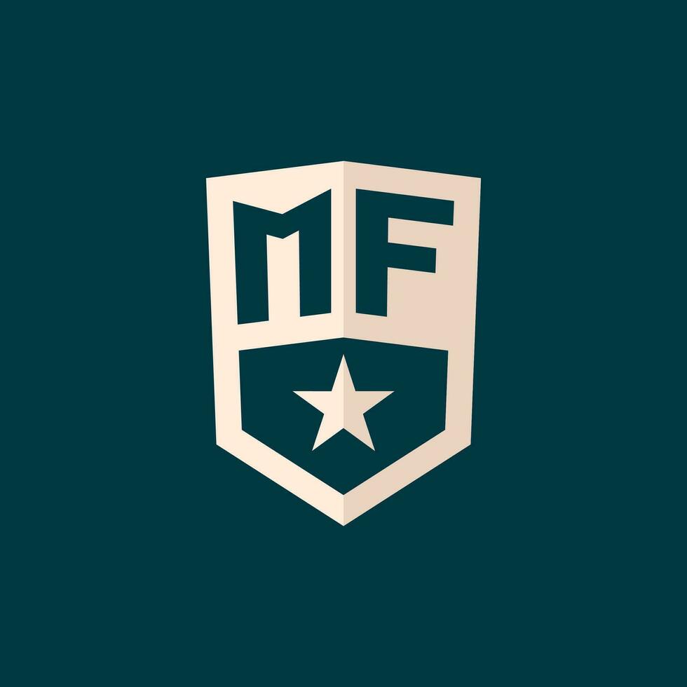inicial mf logo estrella proteger símbolo con sencillo diseño vector