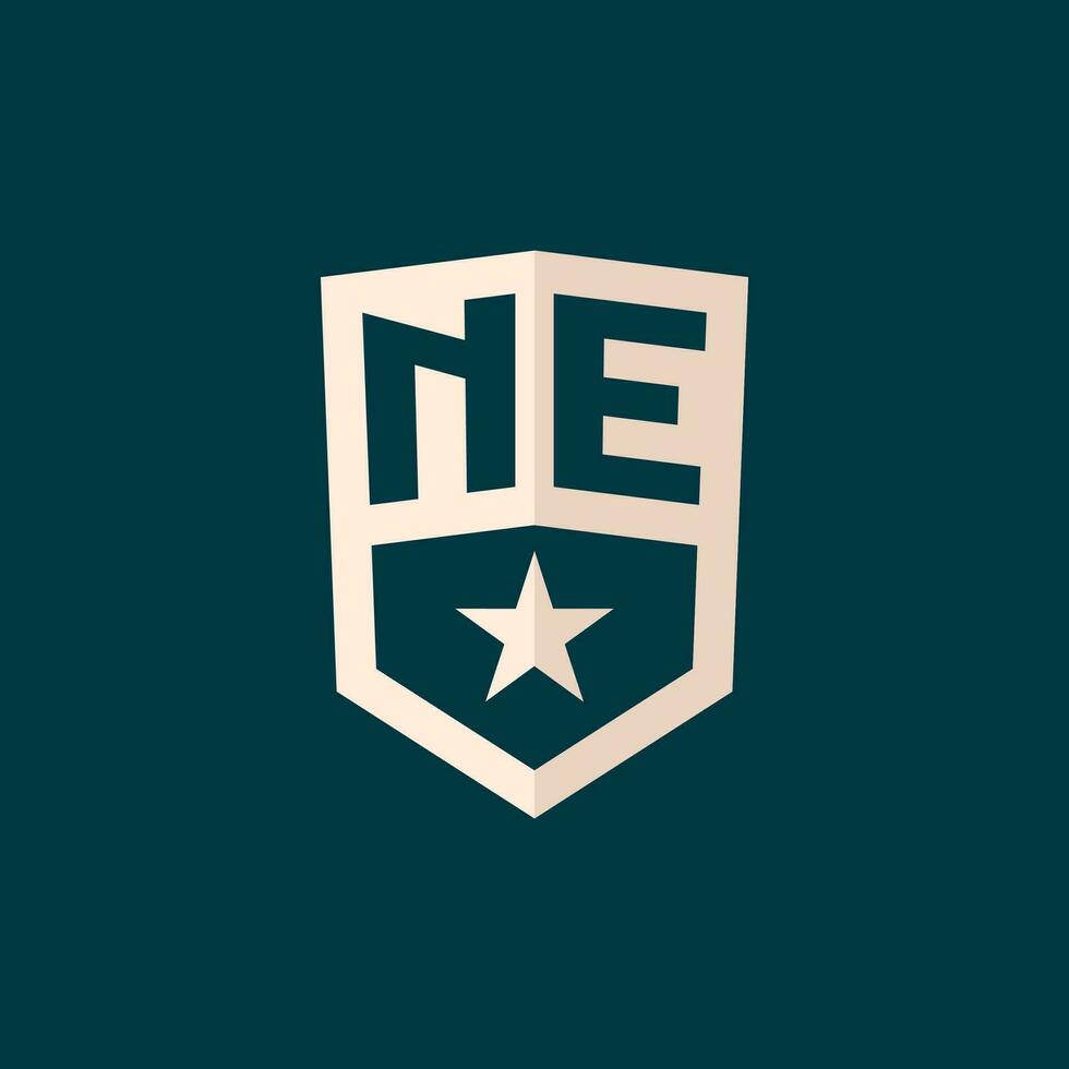 Initial NE logo star shield symbol with simple design vector