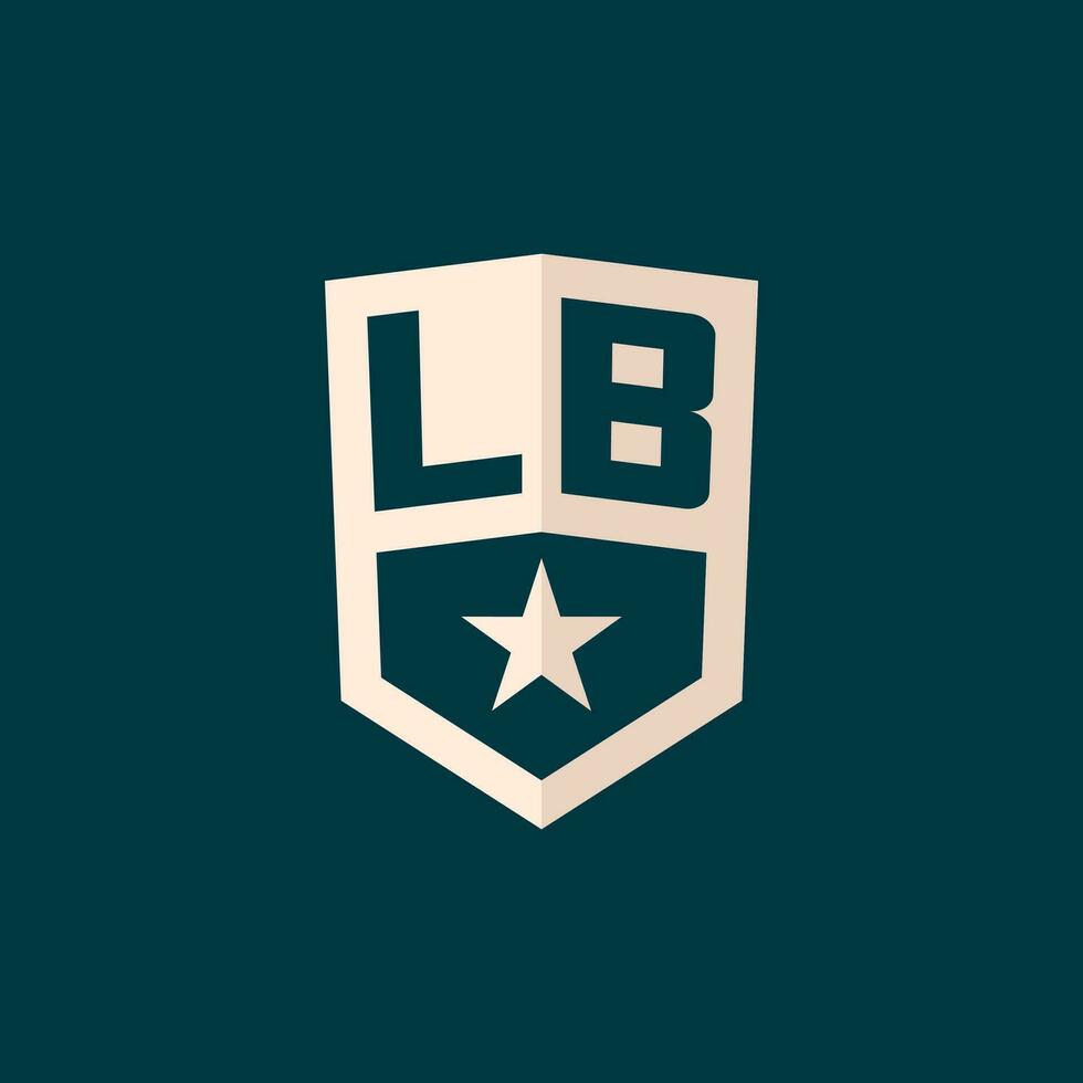 inicial lb logo estrella proteger símbolo con sencillo diseño vector