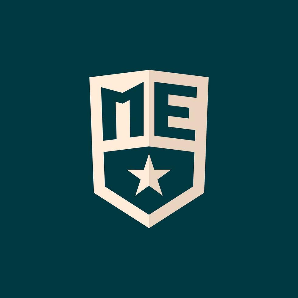 Initial ME logo star shield symbol with simple design vector