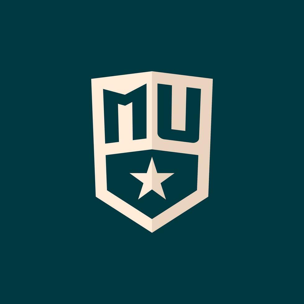 Initial MU logo star shield symbol with simple design vector