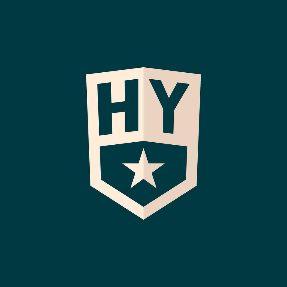inicial hy logo estrella proteger símbolo con sencillo diseño vector