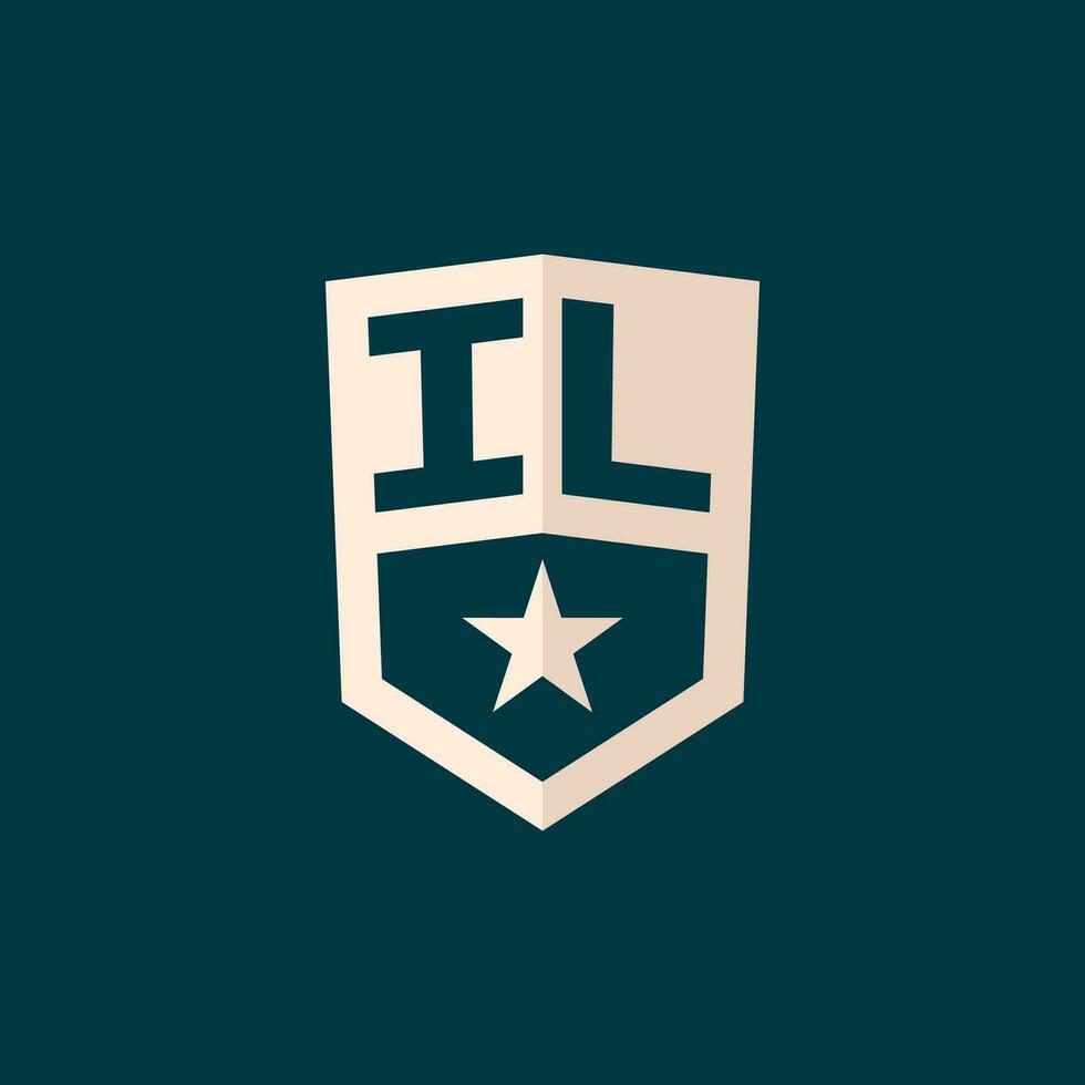 Initial IL logo star shield symbol with simple design vector