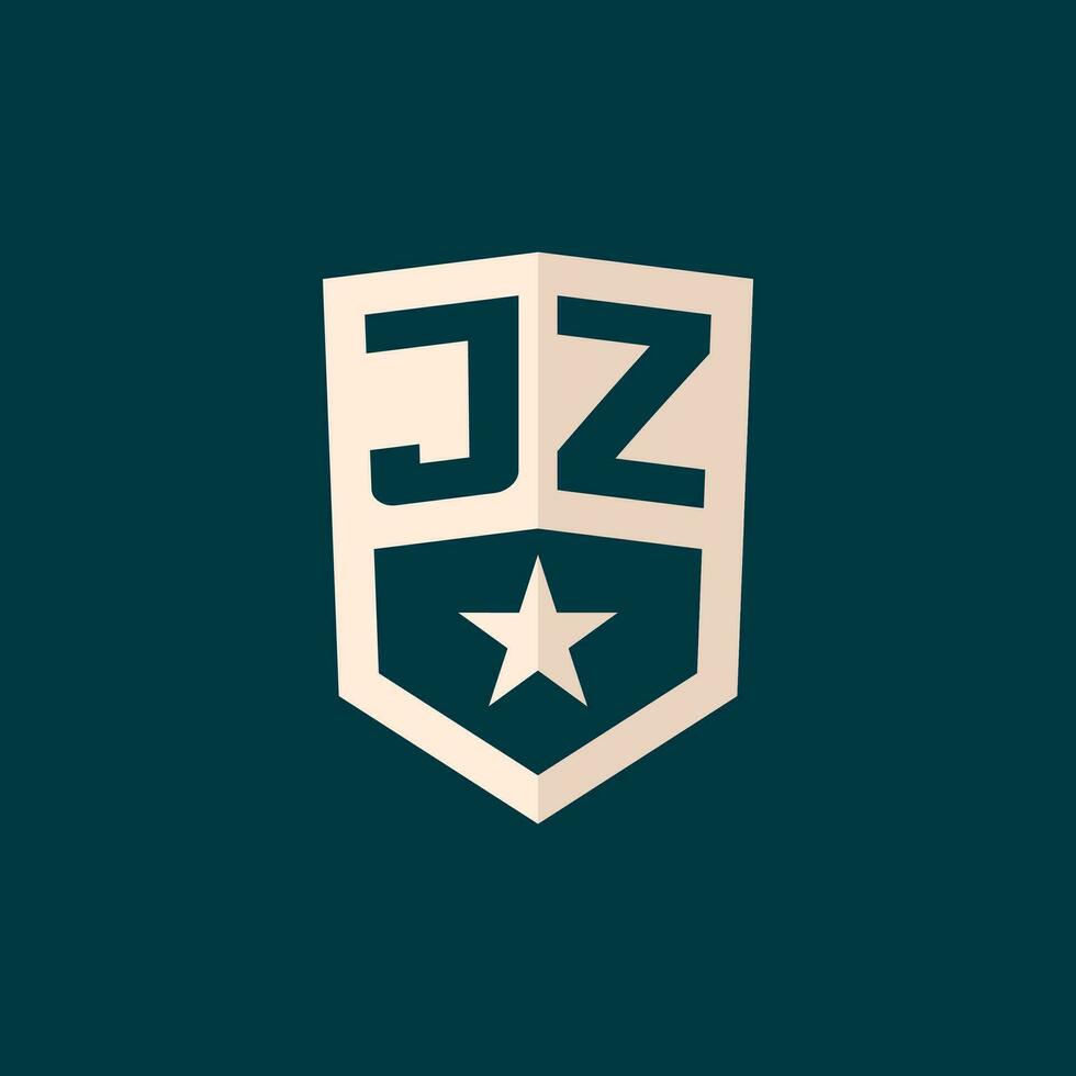 Initial JZ logo star shield symbol with simple design vector