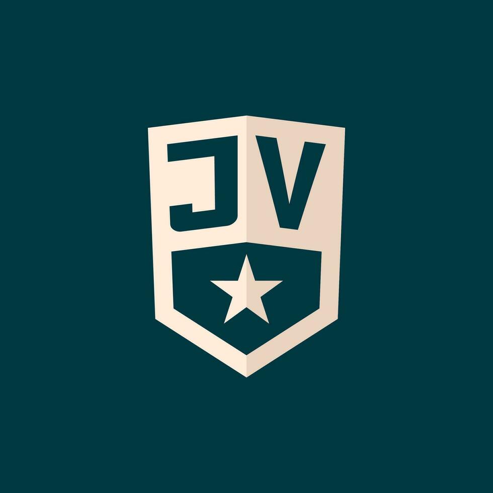 Initial JV logo star shield symbol with simple design vector