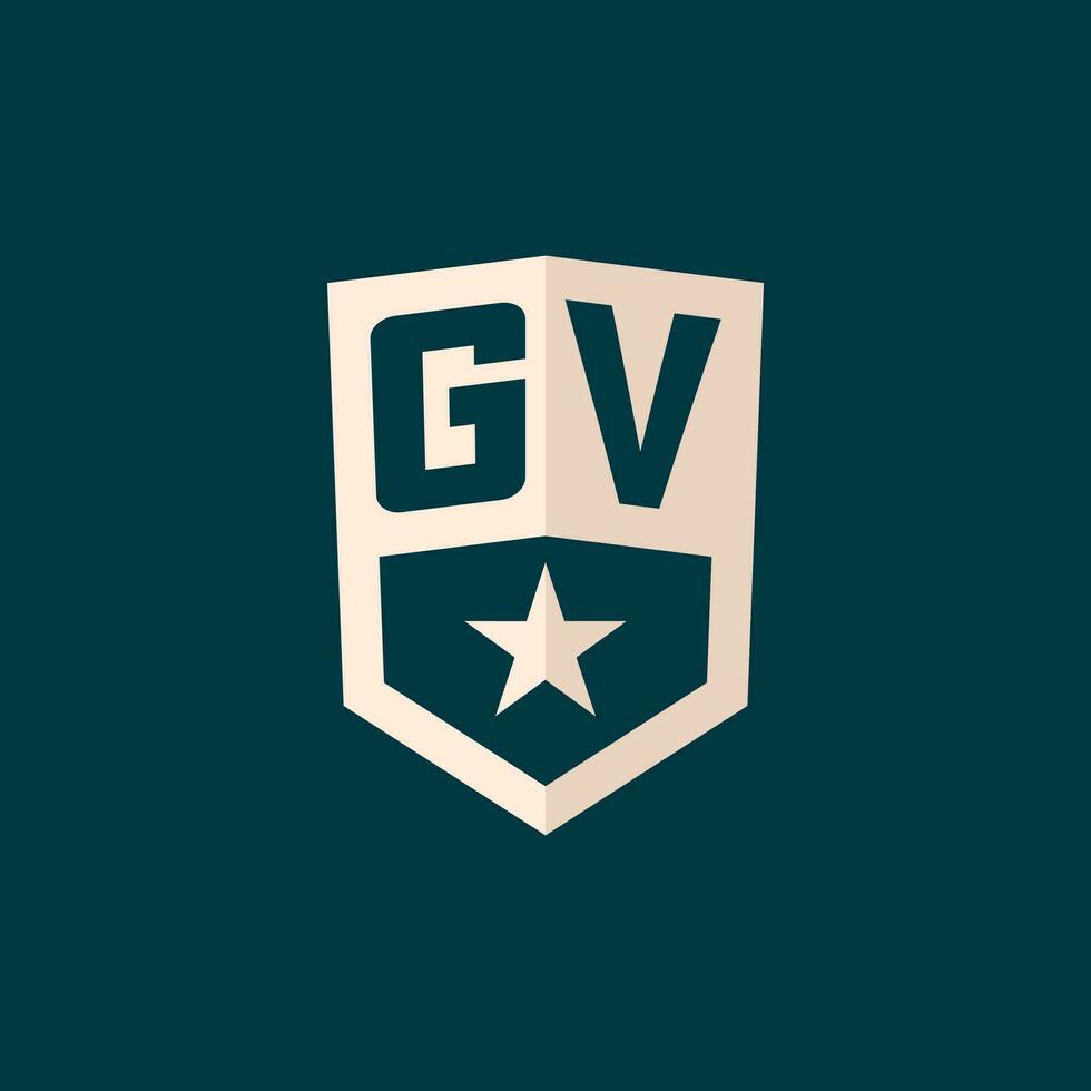 Initial GV logo star shield symbol with simple design vector