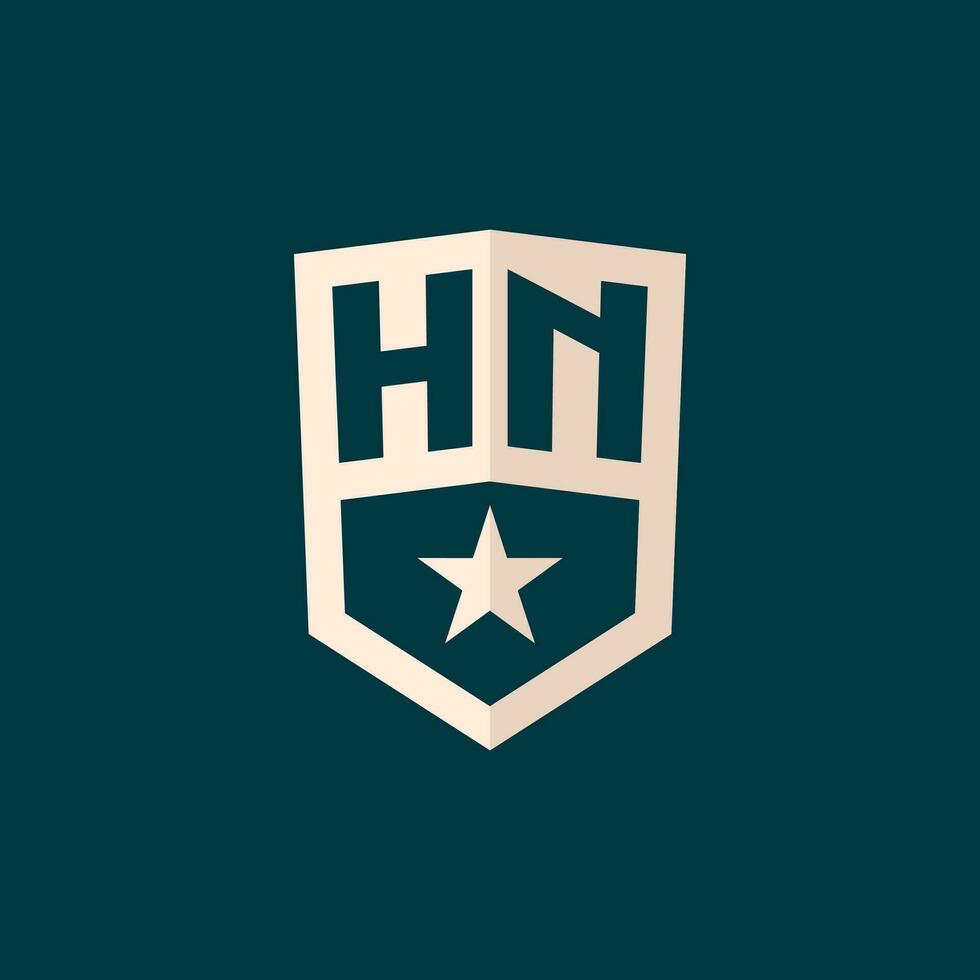 inicial hn logo estrella proteger símbolo con sencillo diseño vector